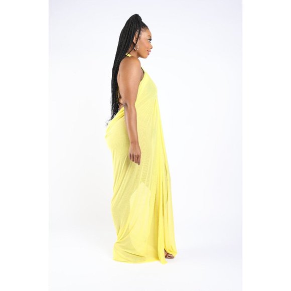 Women's Halter Front Slit Beach Maxi Cover Up Swimwear Polyester/Spandex - Picture 10 of 12